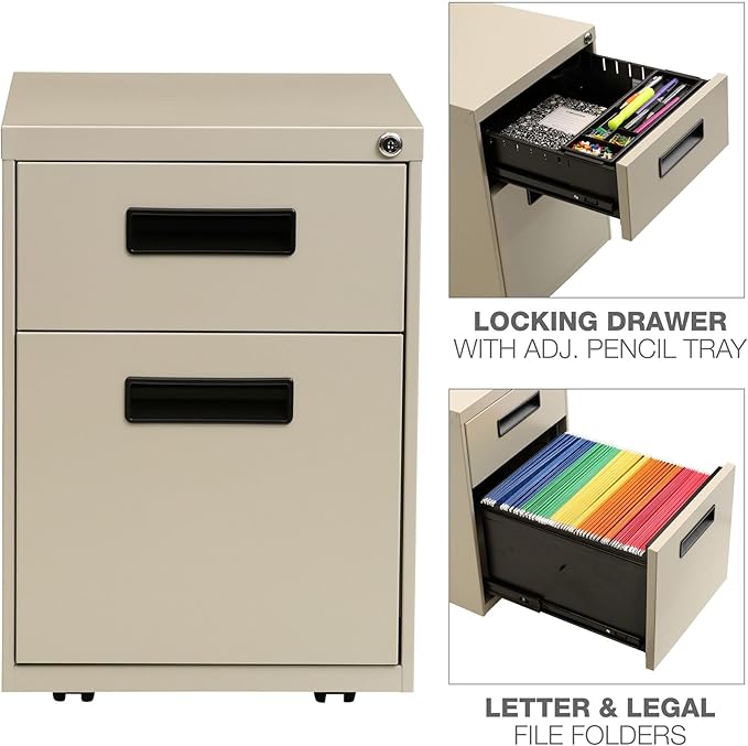 Alera ALE Two-Drawer Metal Pedestal File 14 7/8w x 19 1/8d x 21 3/4h Putty