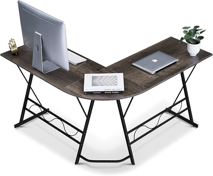 ivinta L Shaped Gaming Desk Modern Computer Desk with X-Shape Support Space-Saving Home Office Desk for Home Office Small Spaces Living Room 7449