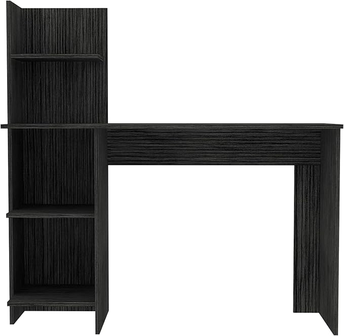 4-Tier computer deskWriting Desk with 4 shelveshome office desks with storage shelfsmall desk with storage for studyingetccorner office desks for homebedroomgaming deskWoodGrey