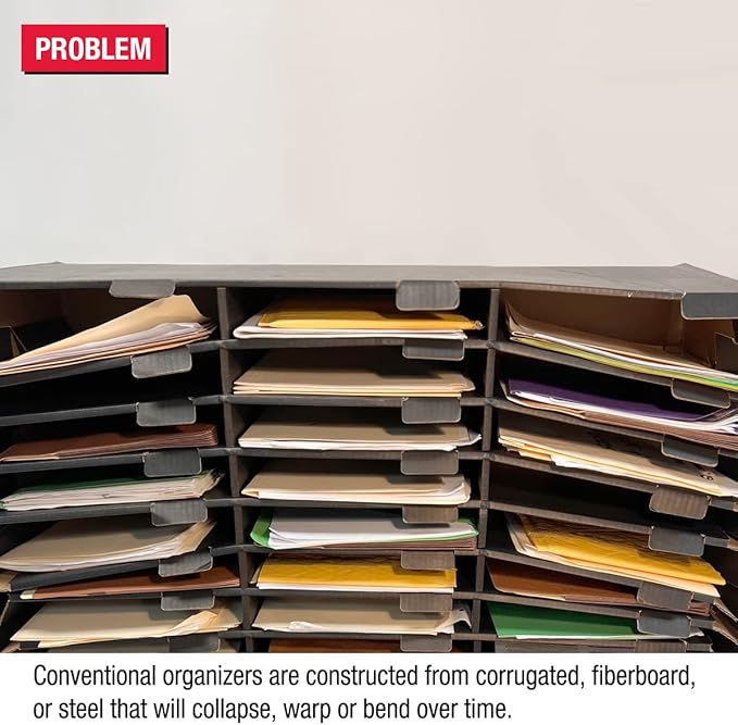 Ultimate Office TierDrop Desktop Organizer Document Forms Mail and Classroom Sorter with Optional Add-On Tiers for Easy Expansion (Gray w/Black 6-Compartment Unit)