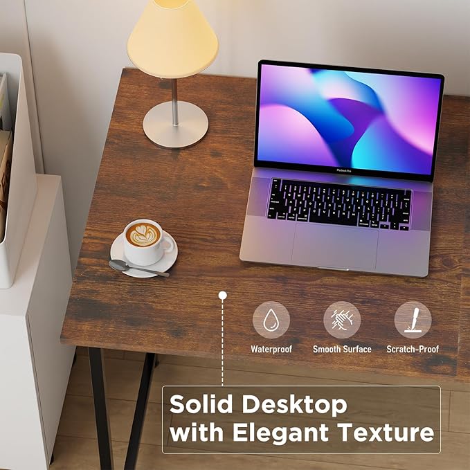 FDW 32 inches Office Small Computer Desk/Home Office Desk/Study Student Writing Desk/Modern Simple Style DeskBrown