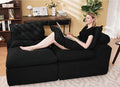 JUSTONE Modular Floor Sofa 2-Seater Armless Chair with Neck Pillow Soft Corduroy Fabric for Living Room Apartment Guest Room Black