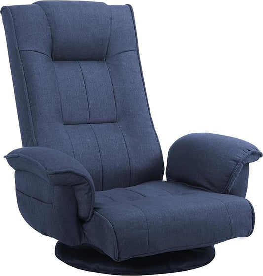 FLOGUOR 360 Degree Swivle Adjustable Floor Chair Chaise Lounge Indoor Folding Lazy Sofa with Armrests and Side Pocket Adults Gaming Chairs for Living Room Bedroom Factory Price 201 (BL)