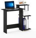 Furinno EFFICIENT Desk 28.6 Wide Gaming Desk with 3 Open Side Shelves Laptop Notebook Computer Desk Office Desk for Home Office Study Room Dorm Bedroom Solid Black