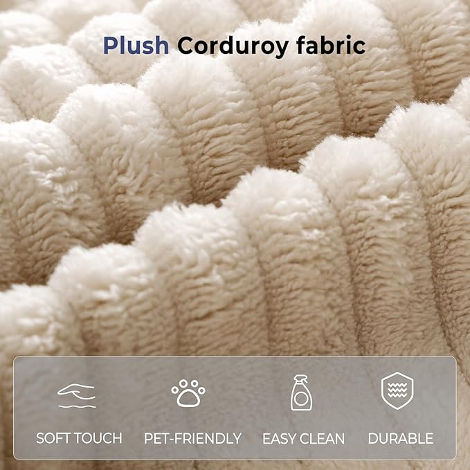 Cloud Sectional Boneless Sofa with Ottoman Modular L Shaped Couch with Layered Cushion Fluffy Comfy Couches for Living Room No Assembly Beige