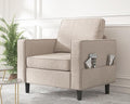 Mjkone Armchair Accent Chair with Storage Pockets Modern Single Sofa Chair for Living Room Apartment Small Spaces Bedroom - Beige