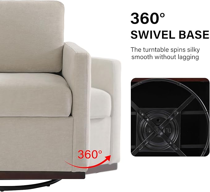 Swivel Barrel Accent Chair Mid Century Modern Arm Chair for Living Room Bedroom Comfy Club Reading Lounge Sofa Corner Chairs for Adults (Chenille Sand Set of 1)