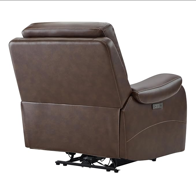 CHITA Large Power Zero Gravity Recliner Chair Genuine Leather Recliner Chair for Adults with Adjustable Power Headrest and Hidden Slide-Out Cupholders USB and Type-C Ports Dark Brown