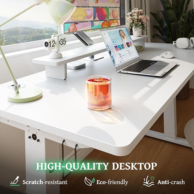 Electric Standing Desk Adjustable - 48 x 24 Inch Sit Stand up Desk with 0.8 Inch Thick Tabletop - Adjustable Height Table with 3 Memory Preset Cable Management for Home Office