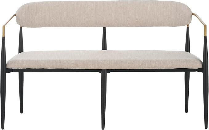 Christopher Knight Home Names Modern Metal Loveseat Living Room Fabric Upholstered Settee Curved Open Backrest 2-Seater Sofa Cozy Couch for Bedroom Apartment Home Office Black+ Gold + Beige