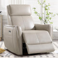 CANMOV Power Swivel Rocker Recliner Chair Electric Swivel Glider Rocker Recliner for Nursery Faux Leather Upholstered Rocking Reclining Chair with USB Port for Living RoomGrey
