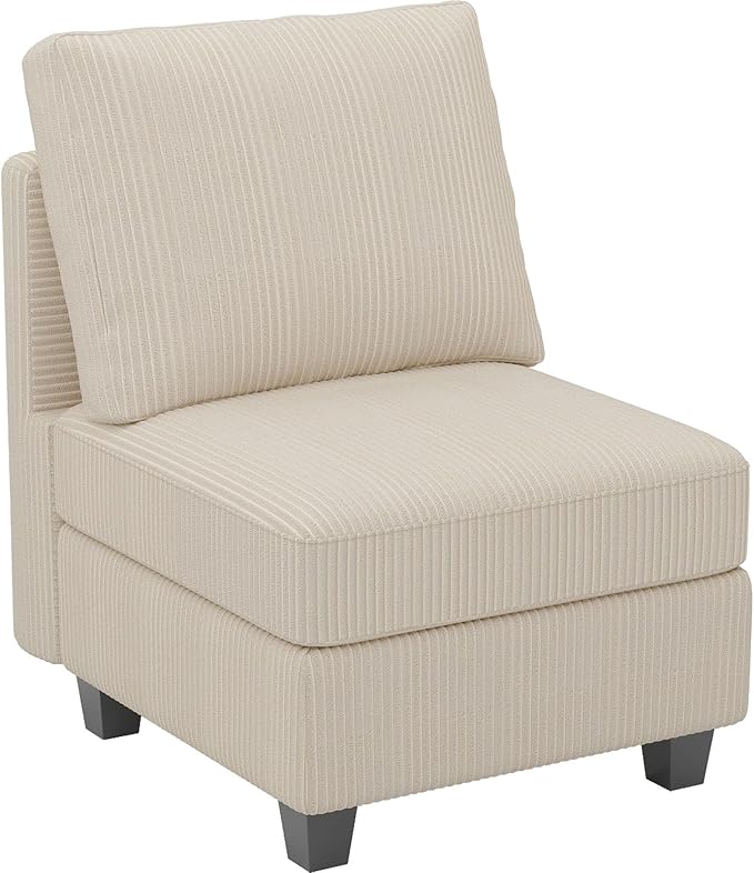 Belffin Corduroy Middle Seat Modular Sectional Couch Module Parts Convertible Modern Sectional Sofa Couch Beige
