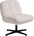 Nouhaus Balloon Criss Cross Chair Cross Legged Swivel Vanity Chair with Wide Comfy Padded Seat Armless No Wheels Fabric Modern Home Lounge Chairs for Living RoomBedroom(Beige)