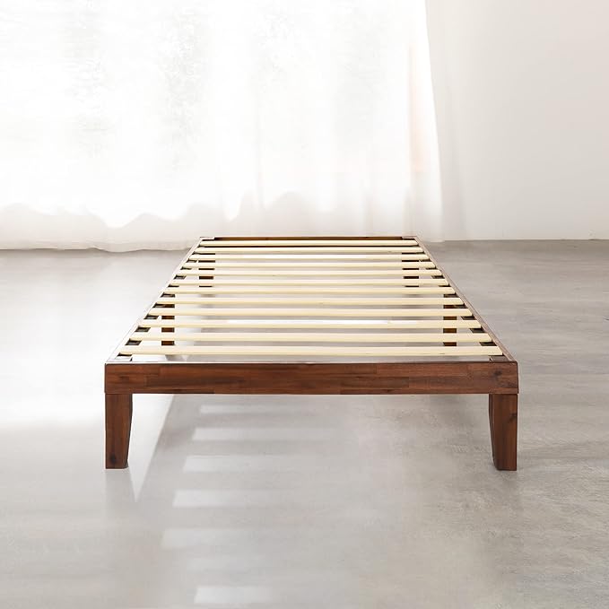 Mellow Naturalista Classic 12 Inch Solid Wood Platform Bed with Wooden Slats Twin XL Espresso