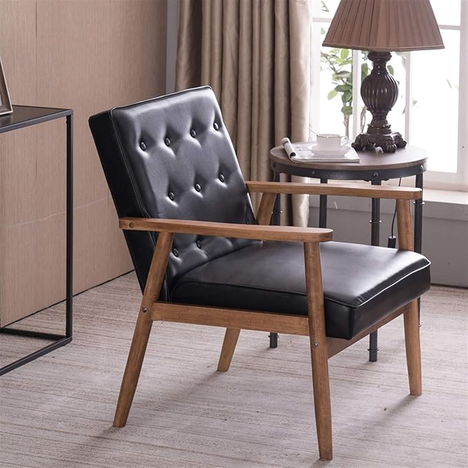 Black Office Chairs Sofa ChairComfy Club Chair Living Room ChairsWorkshop Chair Reading Chair for BedroomSide Chair for Living RoomBedroomOffice Modern Decorative Side Chair 75 x 69 x 84CM