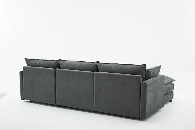 kevinplus 101'' Modular Sectional Sofa Couch L-Shaped with Convertible Ottoman for Living Room Modern Contemporary 3-Seat Fabric Sofa Couch Thick Cushion Dark Gray