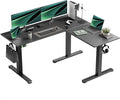 Seang L Shaped Standing Desk Height Adjustable Corner Workstation Memory Height Adjustment Sit Stand Up Desk with Dual Motors Ideal for Home Office &amp Gaming Black