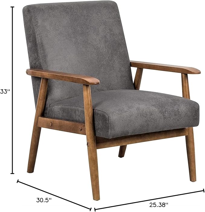 Barlow Modern Vintage Open-Framed Arm Living Room Chair 30.5 Fossil Grey