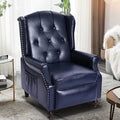 Wingback Recliner Chair with Massage and Heat PU Leather Push Back Arm Chair for Living Room Wingback Recliner with Remote Control Padded Cushion Backrest Wooden Legs