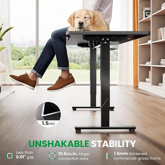 SIAGO Electric Standing Desk Adjustable - 48 x 24 Inch Sit Stand up Desk with Cable Management - 3 Memory Preset Adjustable Height Table