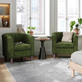 LINSY Accent Chair Set of 2 Velvet Barrel Chair with Ottoman Modern Comfy Small Armchair for Small Spaces Reading Room Living Room Bedroom Kids Room Office Olive