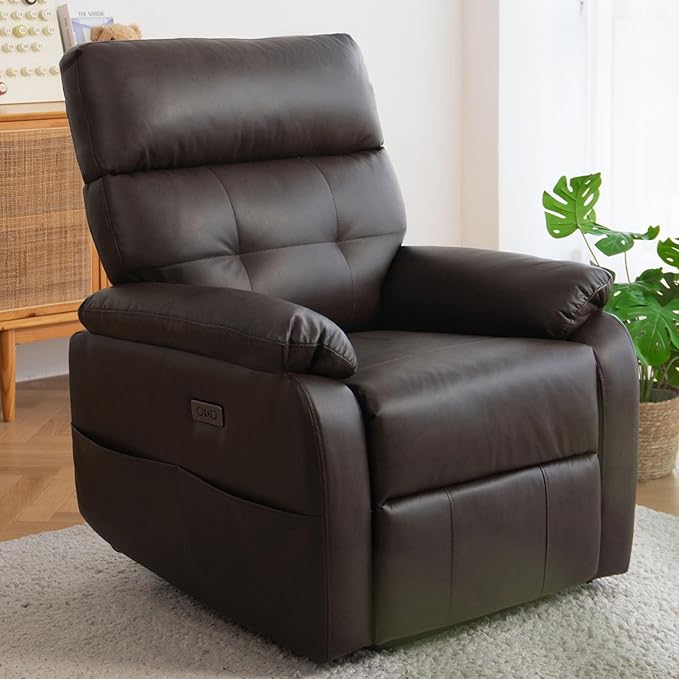 Massage Chair Recliner with HeatManual Recliner Chair for AdultsLazy Boy Recliner Chair with Cup Holder2 PocketsAdjustable BackrestFootrestOversizedHeavy Duty (Dark Brown)