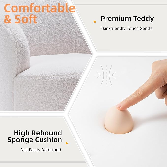 Homtique Small Swivel Barrel ChairComfy Round Club Chairs for Living Room Bedroom360 Degree Swivel Single Sofa Lounge Accent Chair Boucle Armchair for ApartmentHotel (Ivory-Teddy)