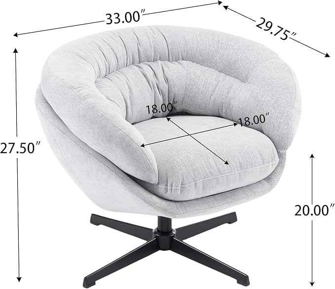 Merax 360° Swivel Accent Chair with Ergonomic Design and Black Metal Base Comfortable Reading Chair for Small Spaces Living Room Bedroom Reading Corner