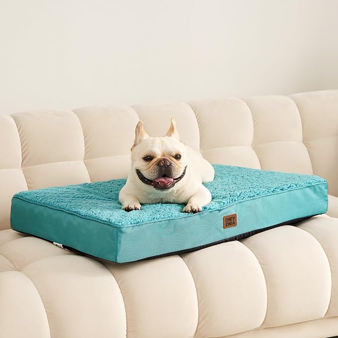EHEYCIGA Orthopedic Medium Dog Beds for Small Dogs with Removable Washable Cover for Crate Turquoise Blue 30x20