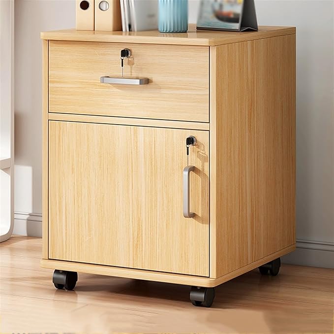 Office File Cabinet Wooden File Cabinet with One Door Storage Cabinet with Sliding Wheel Storage Lock Small Side File Cabinet (Color :