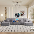 150 Modular Sectional Sofa with 2 Ottoman 5-Piece Cloud Sectional Couch with Console Storage USB Bluetooth Speaker &amp Cup Holder U Shaped Boneless Couches for Living Room Furniture Light Gre