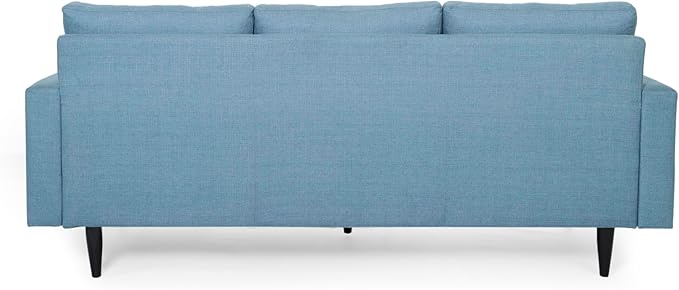Christopher Knight Home Jenby Modern 3-Seater Sofa Tufted Waffle Stitch Fabric Couch with Rubberwood Tapered Legs Modern Living Room Sofa Couch for Family &amp Guests Blue
