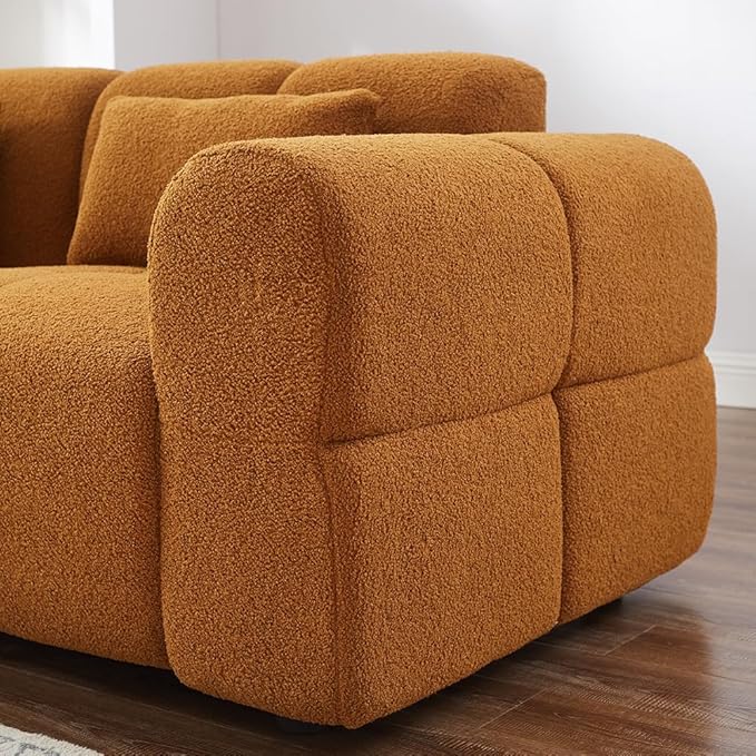 80 Modern Sofa Couch Comfy Deep Seat Teddy Cloud Sofa Upholstered 3-Seater Boucle Couch Oversized Loveseat for Living Room Bedroom Office Apartment(Coffee)