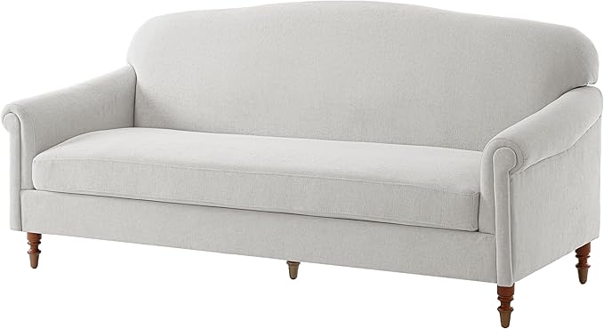 Christopher Knight Home Sola 77.5'' Modern Chenille Upholstered Loveseat Sofa with Rolled Armrest and Rubberwood Frame 2-Seater Home Sofa Living Room Comfy Couch for Hotel/Apartment Light Grey