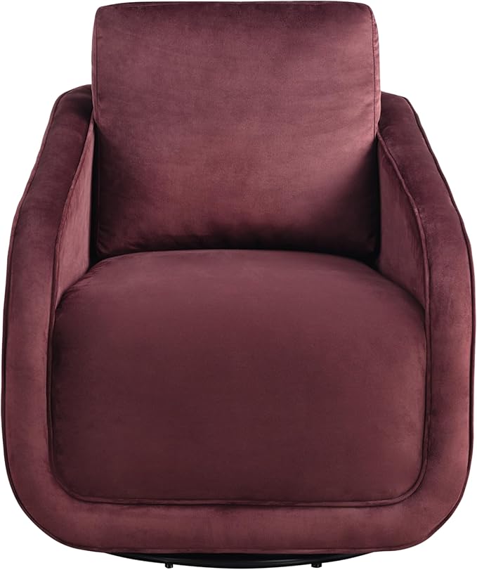 Studio Living® Lydia 35.3 Swivel Accent Chair Modern Boho Fully Assembled Pocket Coil Comfort Round Swivel Base Leg Soft Velvet Fabric Plum