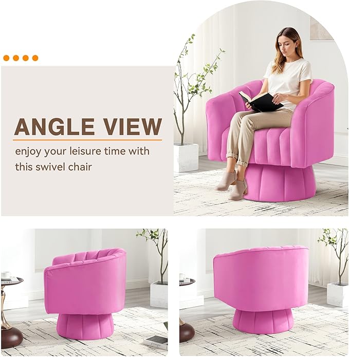YSICK Swivel Accent Chair360°Swivel Barrel Chairs Mid-Century Chair with Wide Upholstered Modern Velvet Fabric Round Armchair for Living Room Lounge Bedroom