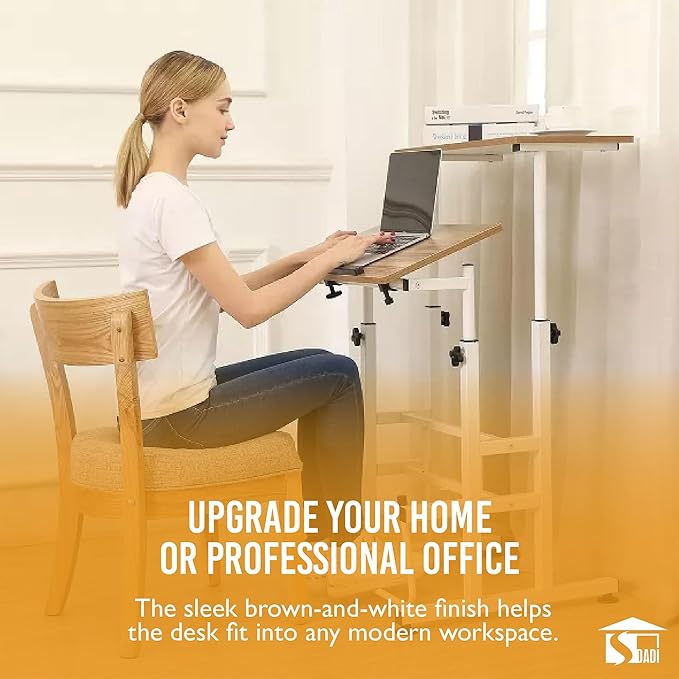 SDADI Adjustable-Height Standing Desk 2-Mode Modern Standing and Sitting Desk Light Grain