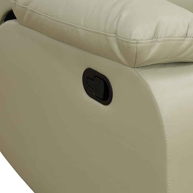 Manual Leather Recliner Chair Sofa for Living Room35 Ergonomic Reclining Chair with 10 Arm/Upholstered Seat/Metal FrameModern Single Couch for Rv Sofa/Home Theater Seating/Office(Beige)