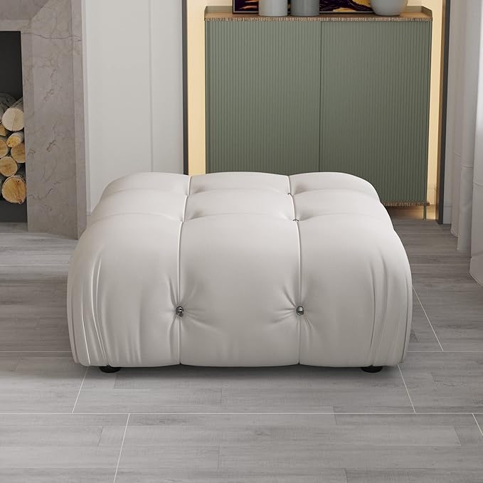 WJShome Modular Sectional Sofa Velvet U Shaped Couch OttomanBeige