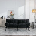 LLS 70.87 Velvet Futon Sofa Bed Modern Convertible Sleeper Sofa Couch with Adjustable Backrest and Armrests Tufted Loveseat Sofa with Metal Legs for Living Room Bedroom Apartment Black