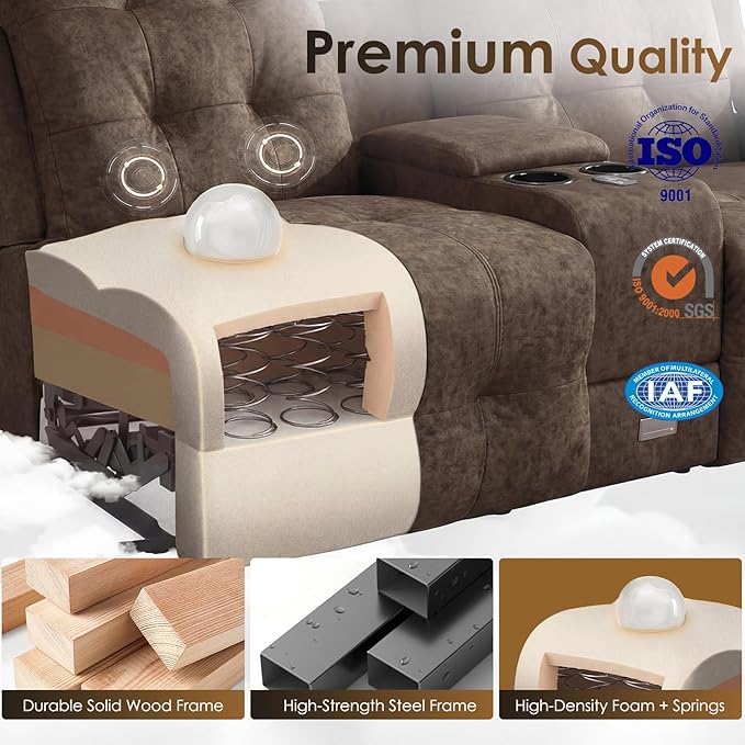 SAMERY Loveseat Recliner Sofa Power Lift Recliner for Elderly with Massage and Heat Electric Reclining Loveseat Sofa Couch with Console Cup Holder Outlets USB Drawer (Brown Lift Loveseat) | Eas