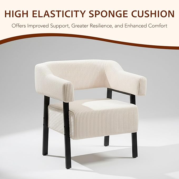 Corduroy Upholstered Accent Chair - Cozy Modern Decorative Armchair Comfortable Cute Corner Side Chairs for Living Room Bedroom Reading Nook Small Spaces (Pink-2 Pack Black Leg)