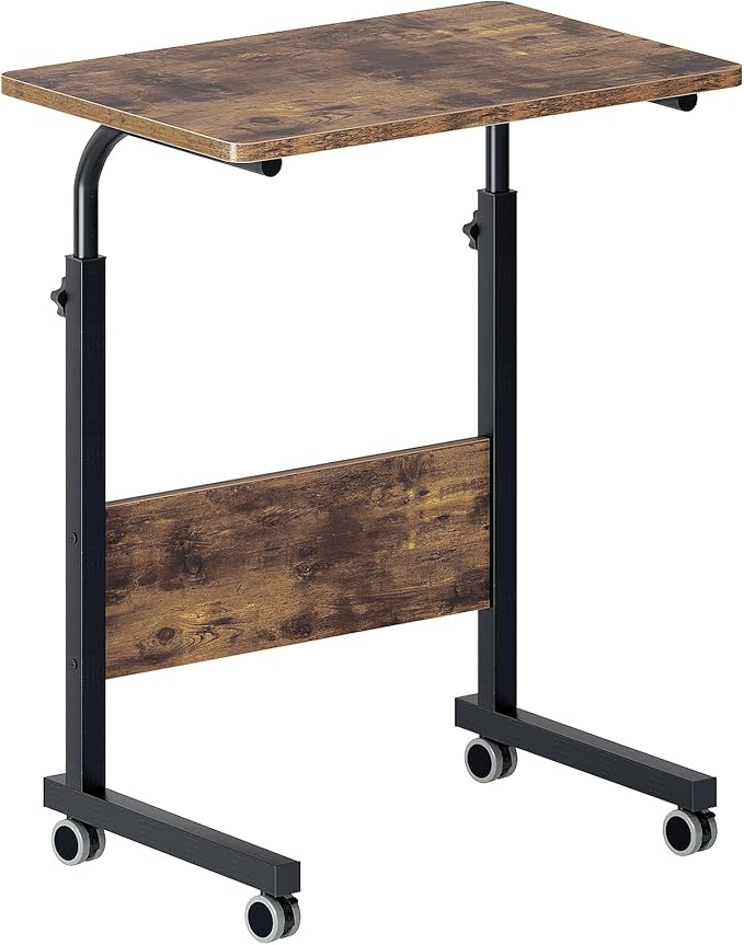 DlandHome Rolling Desk Mobile Standing Desk Mobile Side Table 23.6 Inches w/Wheels Adjustable Movable Portable Laptop Computer Stand for Bed SofaDUS-05#1-60FG-FBA
