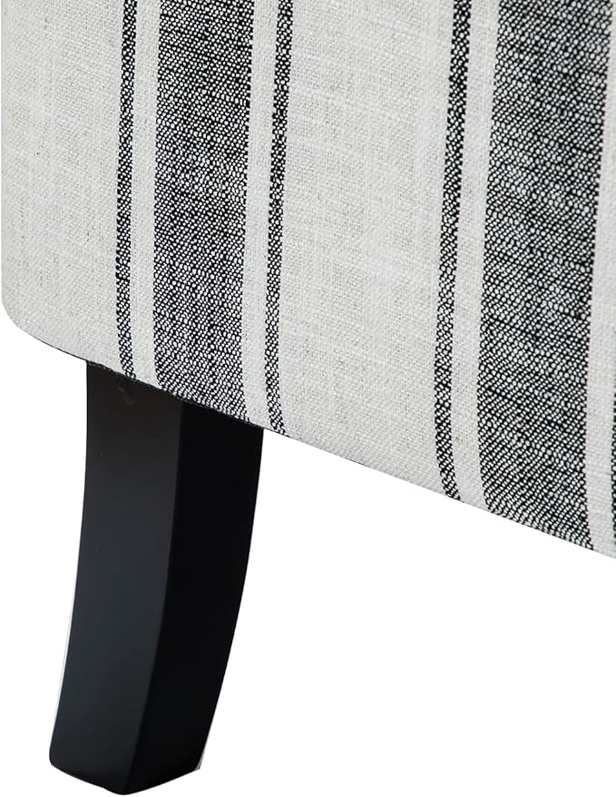 HULALA HOME Upholstered Wingback Recliner Chair Small Adjustable Footrest Push Back Single Reclining Sofa Mid Century Modern Lounge Armchair for Living Room Bedroom Reading/Stripe Black