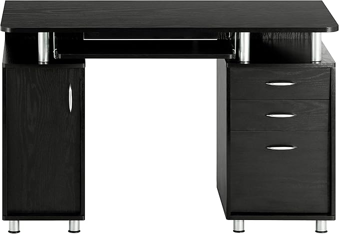 Techni Mobili 47.25 Ergonomic Computer Writing Desk with Drawers File Cabinet and Storage for Home Office Espresso