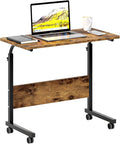 sogesfurniture Office Desk Computer Table Cart 31.5 inch Removable Laptop Desk Cart Height Adjustable Side Desk Workstation Sofa Side Table with Wheels Rustic Brown