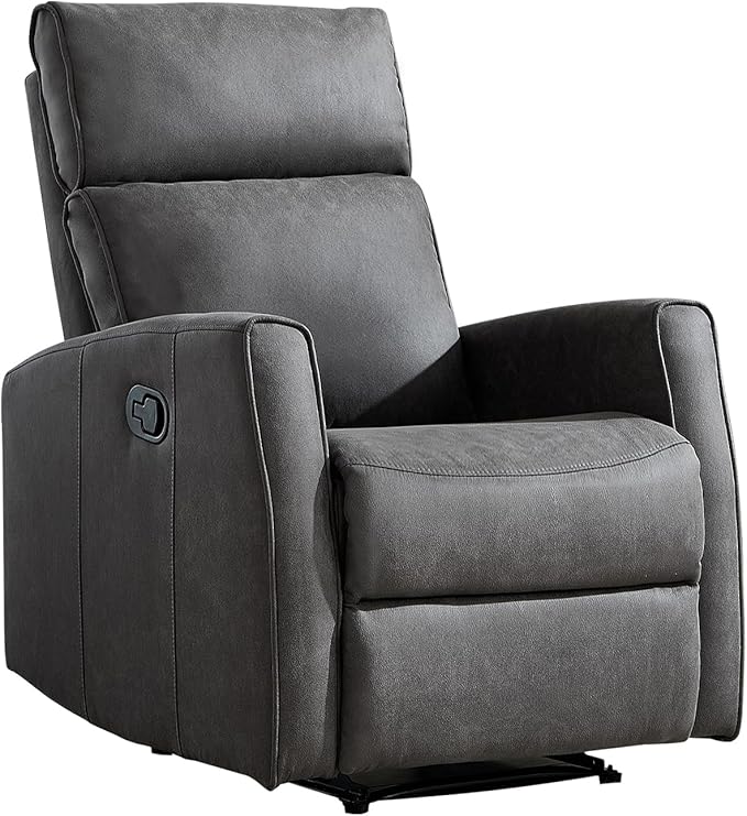 EBELLO Fabric Manual Recliner Chair Modern Adjustable Lounge Reading Chair with Overstuffed Backrest Single Reclining Winback Couch for Living Room Bedroom Grey