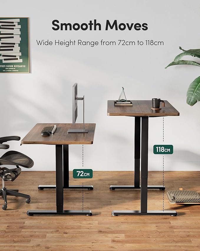 FEZIBO Electric Standing Desk Height Adjustable 40 x 24 Inches Sit Stand up Desk Home Office Computer Desk Rising Memory Presets (Dark Walnut)