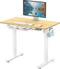 SHW 40-Inch Electric Height Adjustable Standing Desk with Drawer Memory Preset and Cable Management Tray Oak