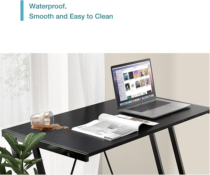 Computer Desk Mehoom Study Desk for Home Office Writing Desk for Small Space Office Modern Simple Design Laptop Desk Small Computer Table 35.4 Black Corner Desk